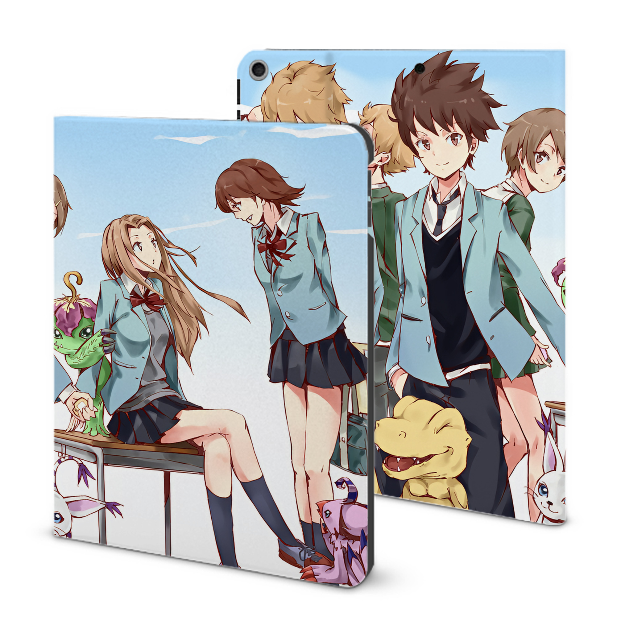 （画像用） Digimon デジタルモンスター/デジモン IPad ケース ブック型 PUレザー TPU 耐衝撃 軽量 薄型 ペン収納なし 全面保護 IPad 各モデル対応